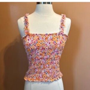 Old Navy Multicolor Floral Smocked Tank Top